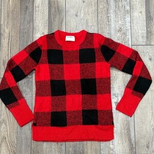 Cozy Red & Black Plaid Sweater